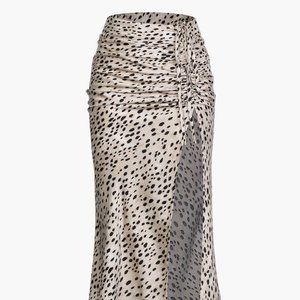 Leopard Drawstring Slit Skirt
